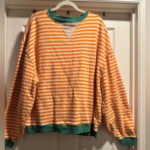 EUC Free People We the Free Striped Sweatshirt Size Large